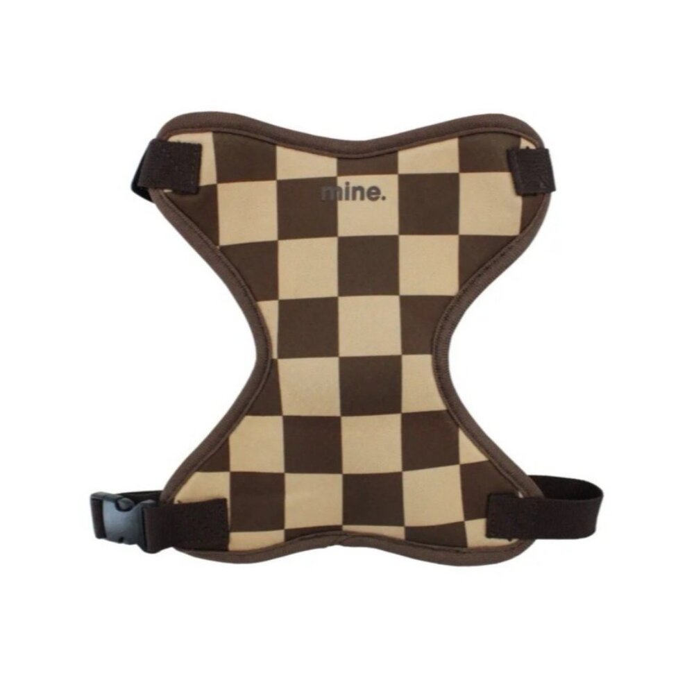 Nordstrom MINE Medium Large 25-65 LB Dog Harness Brown Cream Checkerboard NEW